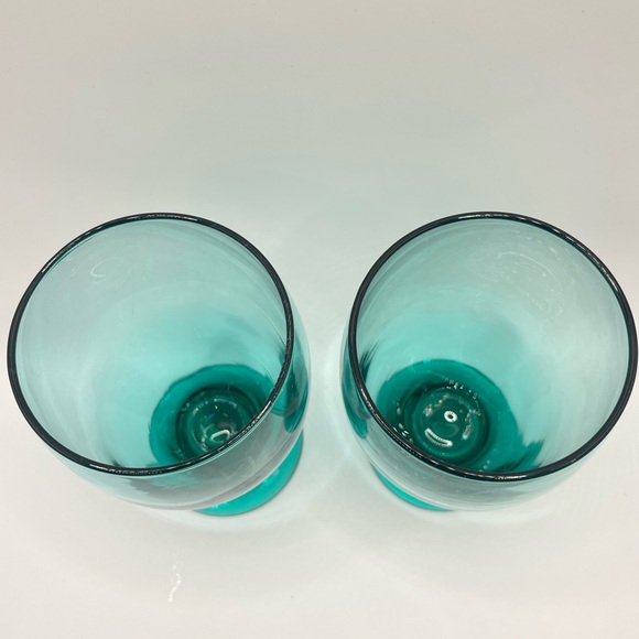 Pair of Cristar Lexington Teal Footed Water Goblets - Picture 3 of 7